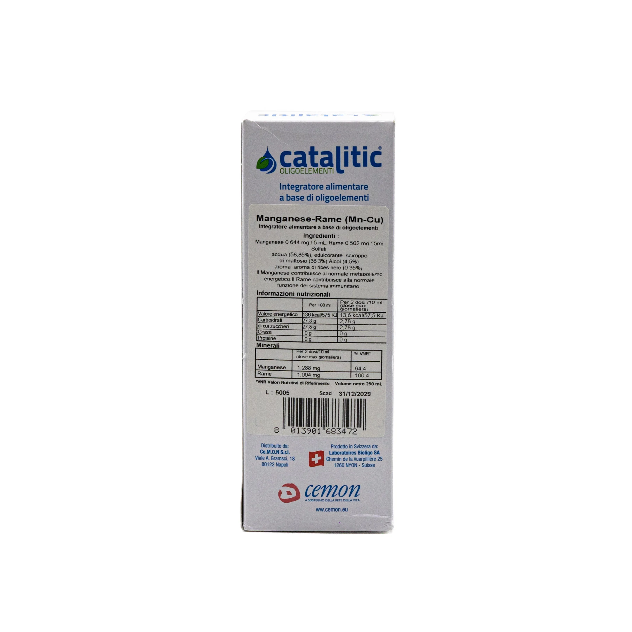ingredienti Catalitic manganese rame Mn-Cu oligoelemento 250 ml per il benessere dell’organismo