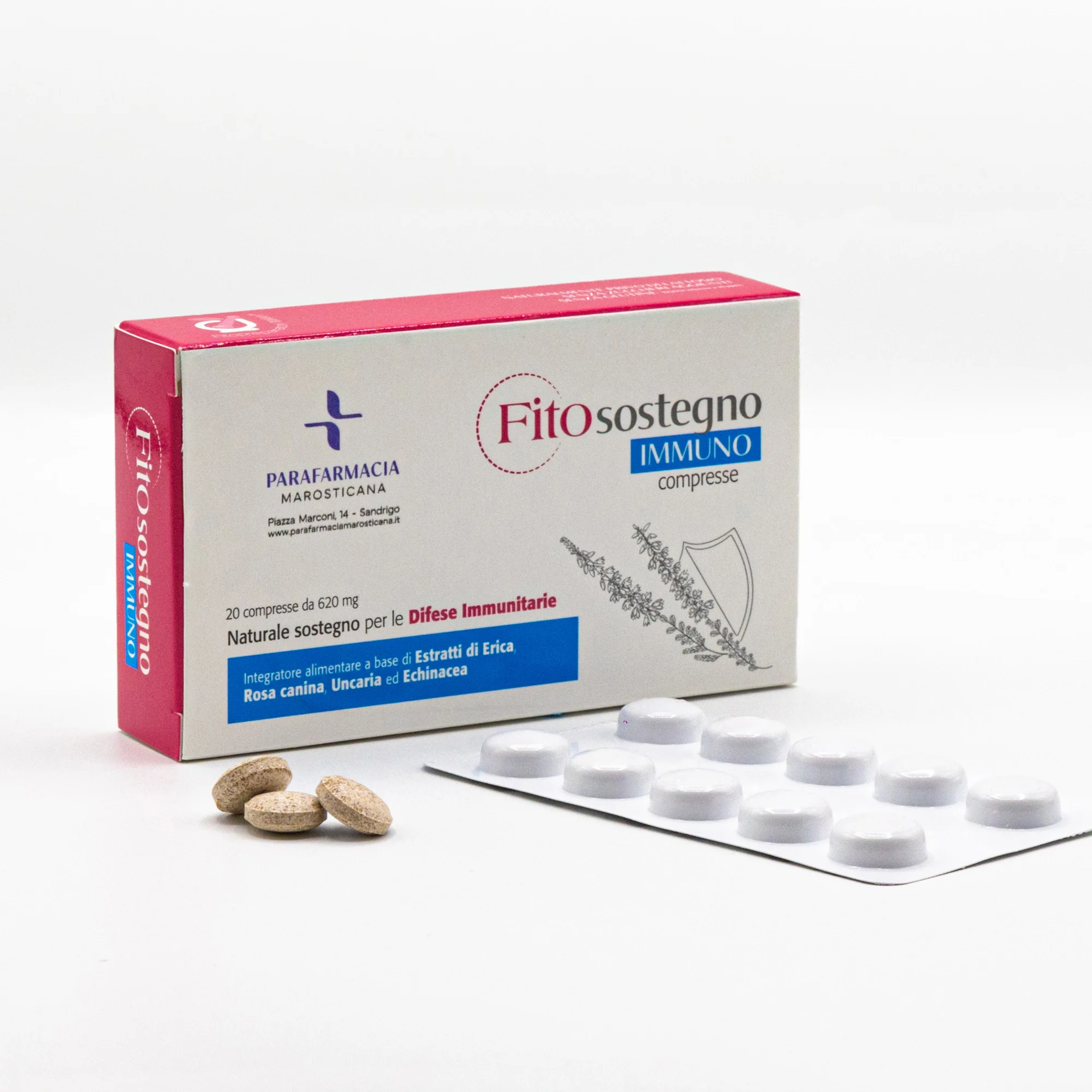 scatola e pastiglie FitoSostegno Immuno compresse integratore per sistema immunitario e difese