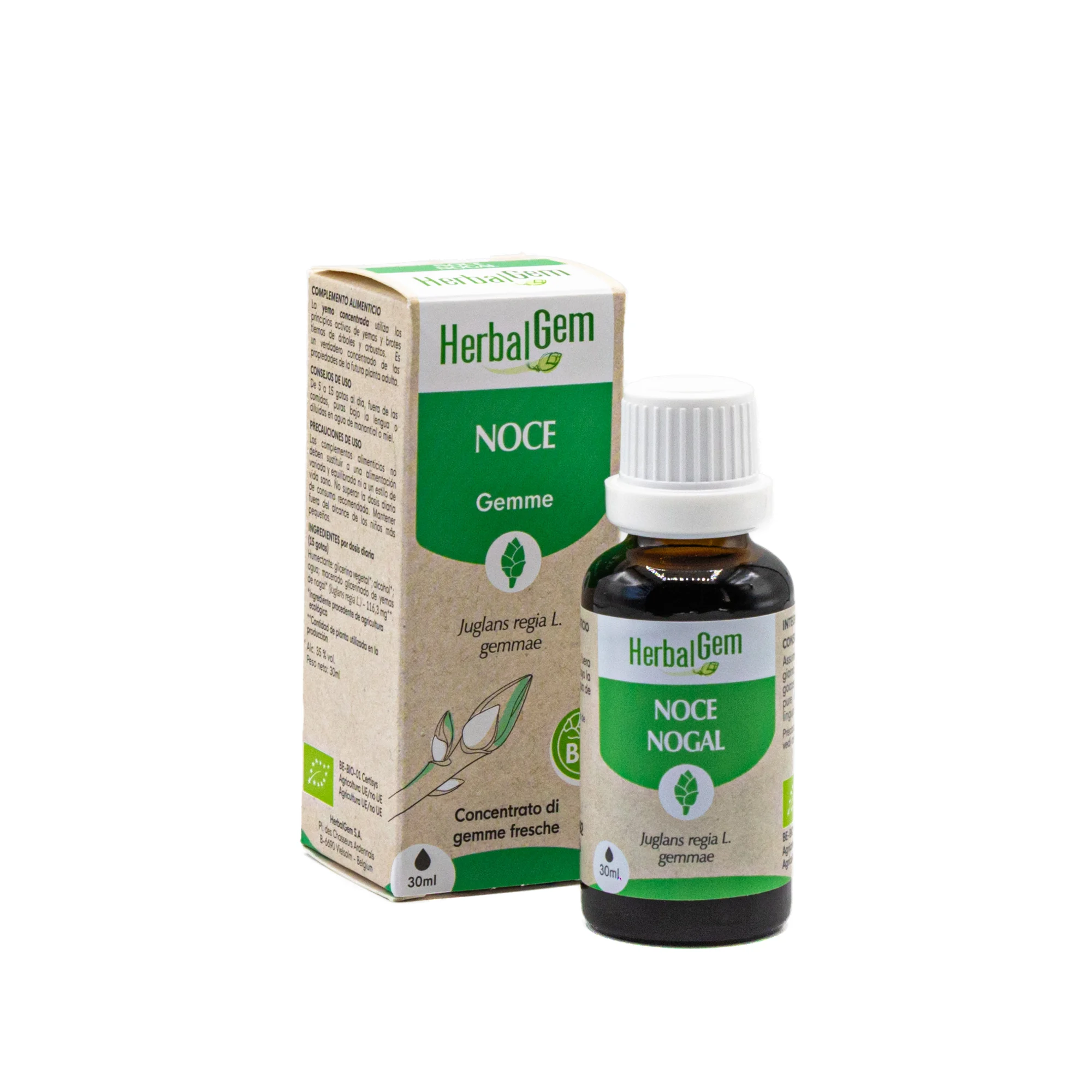 scatola e flacone Noce gemmoderivato 30 ml naturale per equilibrio intestinale e benessere
