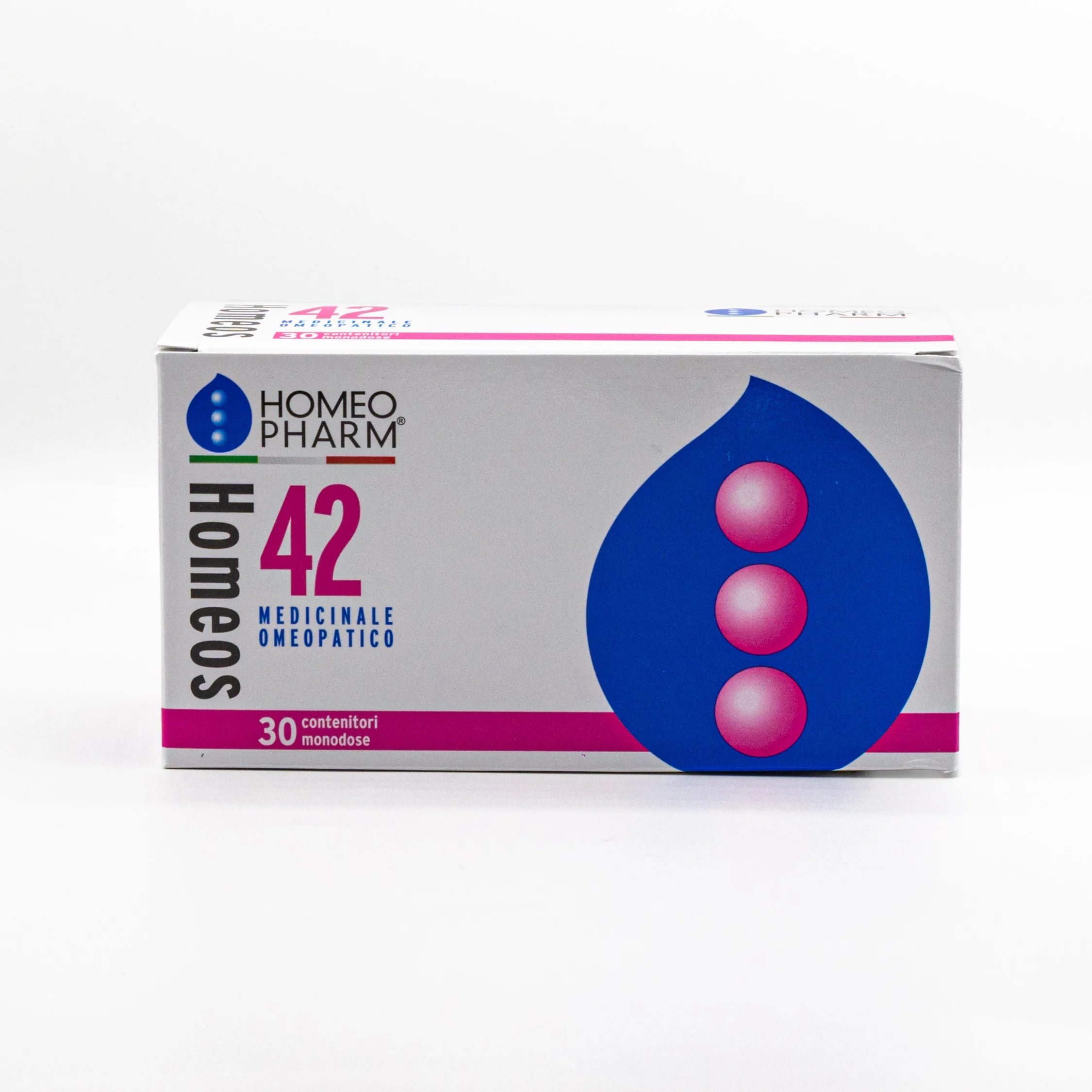 scatola frontale Homeos 42 globuli 30 tubi dose rimedio omeopatico per equilibrio e benessere