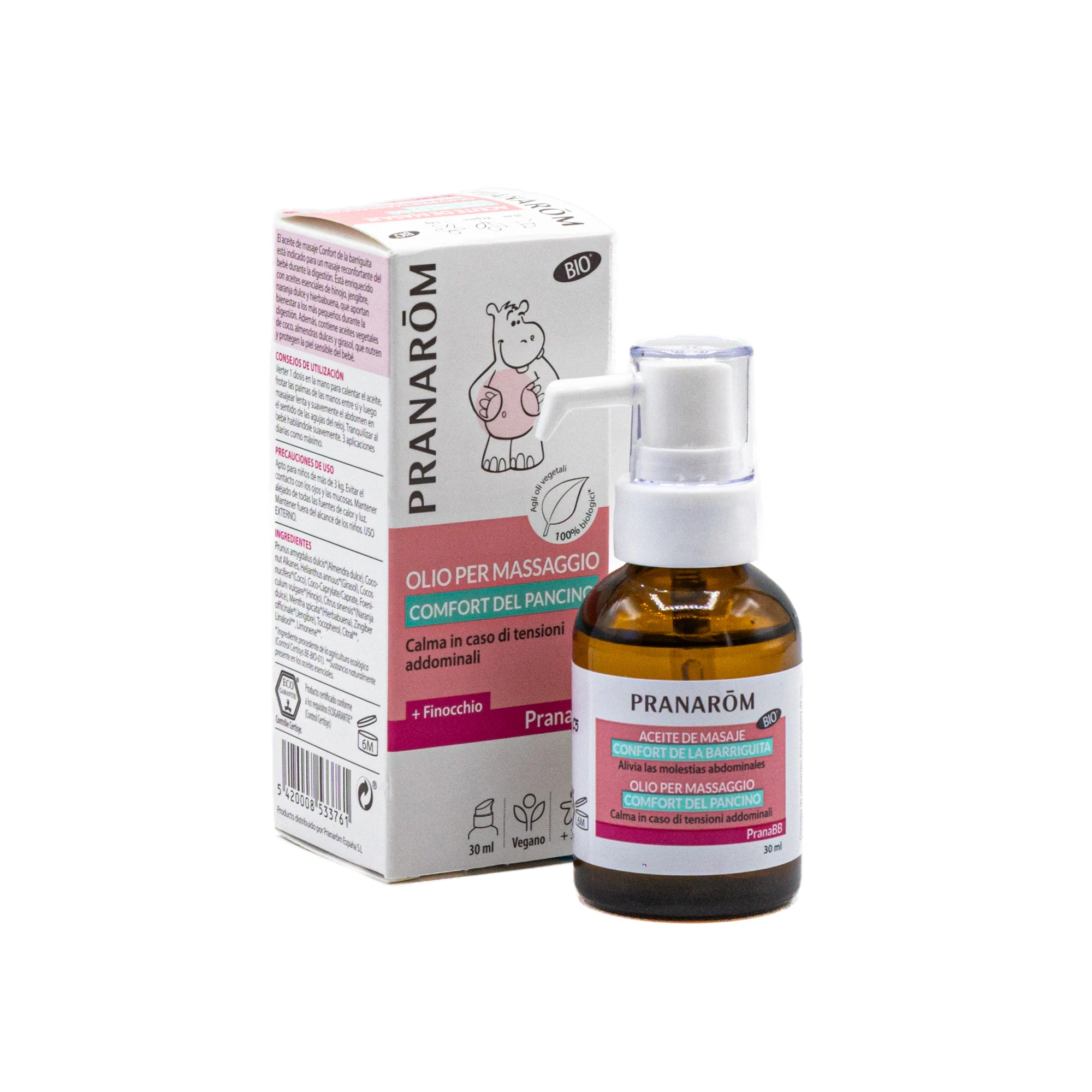 scatola e flacone PranaBB olio massaggio sonno bambini per rilassamento e riposo