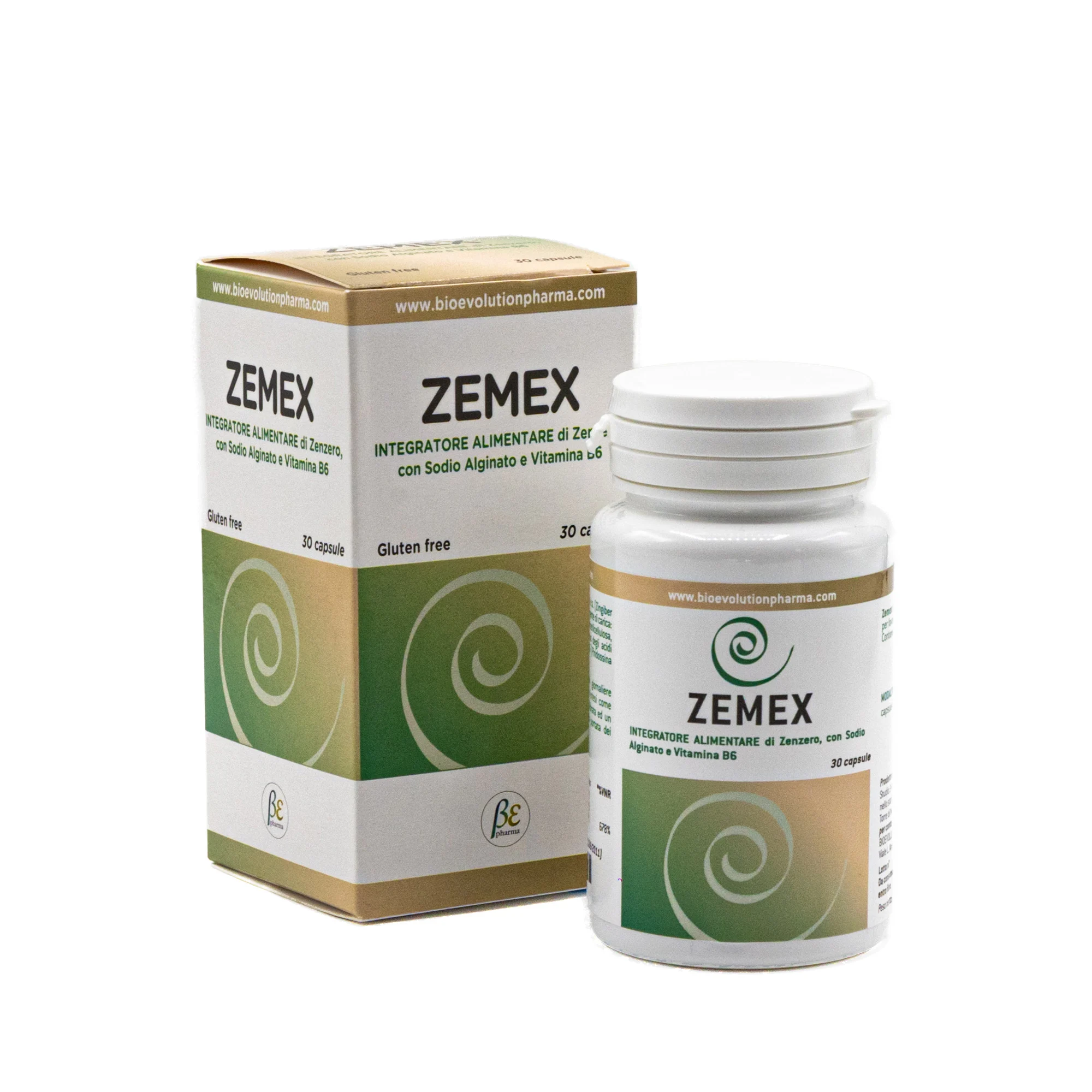 scatola e contenitore Zemex capsule integratore naturale per supporto digestivo e benessere intestinale